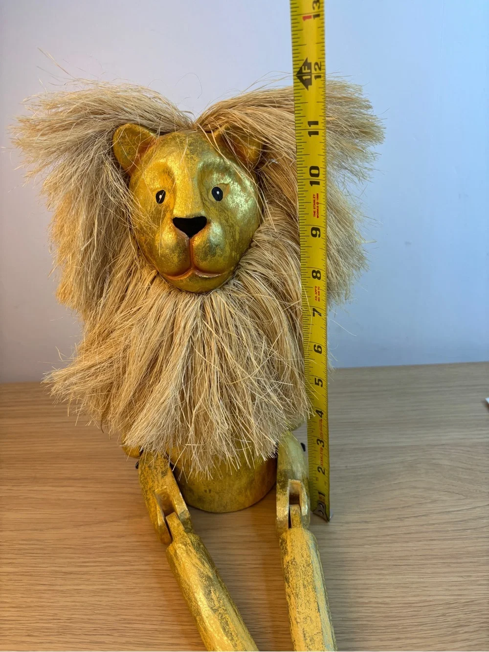 Vintage Pier 1 Imports Jointed Wooden Lion Shelf Sitter